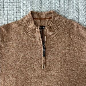 Smartwool Men's Heather Tan Brown Quarter Zip Sweater